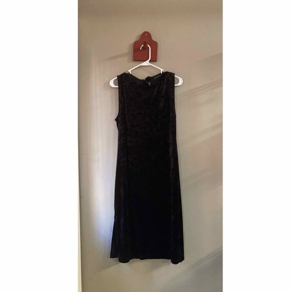 Nally & Millie Black Velvet Tie Back Midi Dress L - Picture 2 of 5
